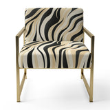 Retro Futurism In Beige And Black Waves - Modern Arm Chair