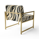 Retro Futurism In Beige And Black Waves - Modern Arm Chair