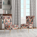 Love In The Wild Coral And Beige Lfower- Upholstered Accent Chair