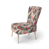 Love In The Wild Coral And Beige Lfower- Upholstered Accent Chair