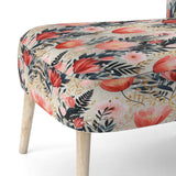 Love In The Wild Coral And Beige Lfower- Upholstered Accent Chair