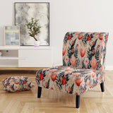 Love In The Wild Coral And Beige Lfower- Upholstered Accent Chair