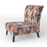 Love In The Wild Coral And Beige Lfower- Upholstered Accent Chair