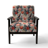 Love In The Wild Coral And Beige Lfower- Upholstered Accent Chair