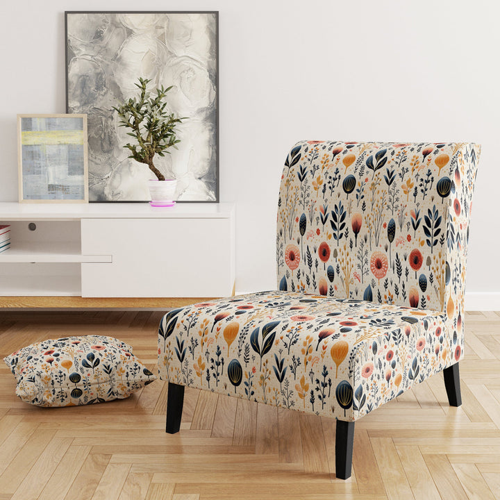 Love In The Wild Coral And Beige Flower - Bohemian Arm Chair