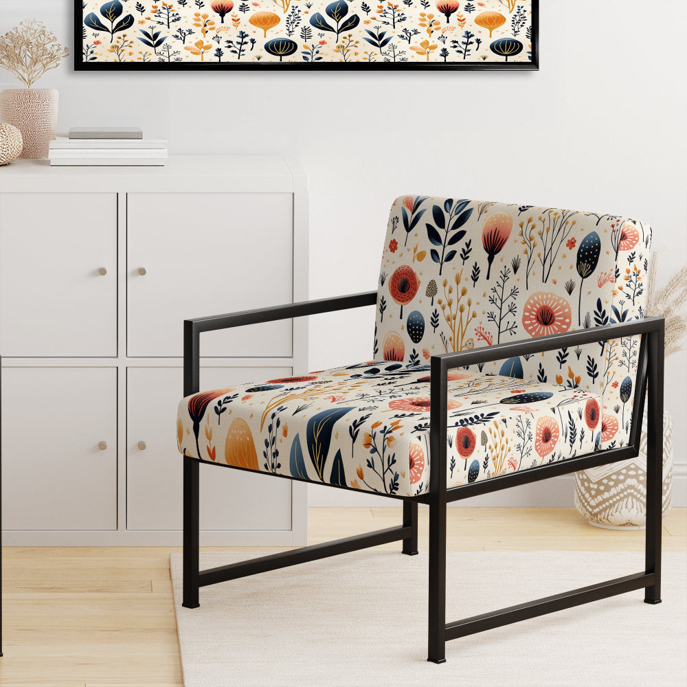 Love In The Wild Coral And Beige Flower - Bohemian Arm Chair