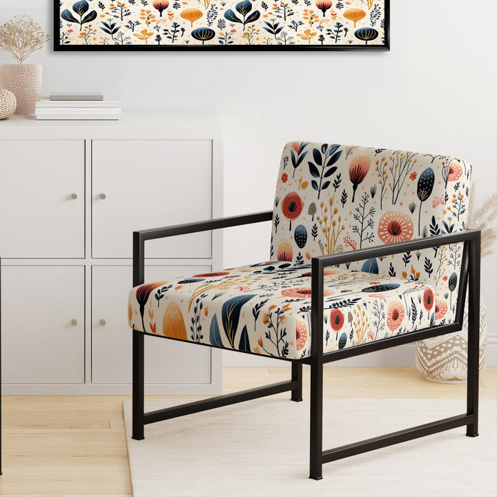 Love In The Wild Coral And Beige Flower - Bohemian Arm Chair