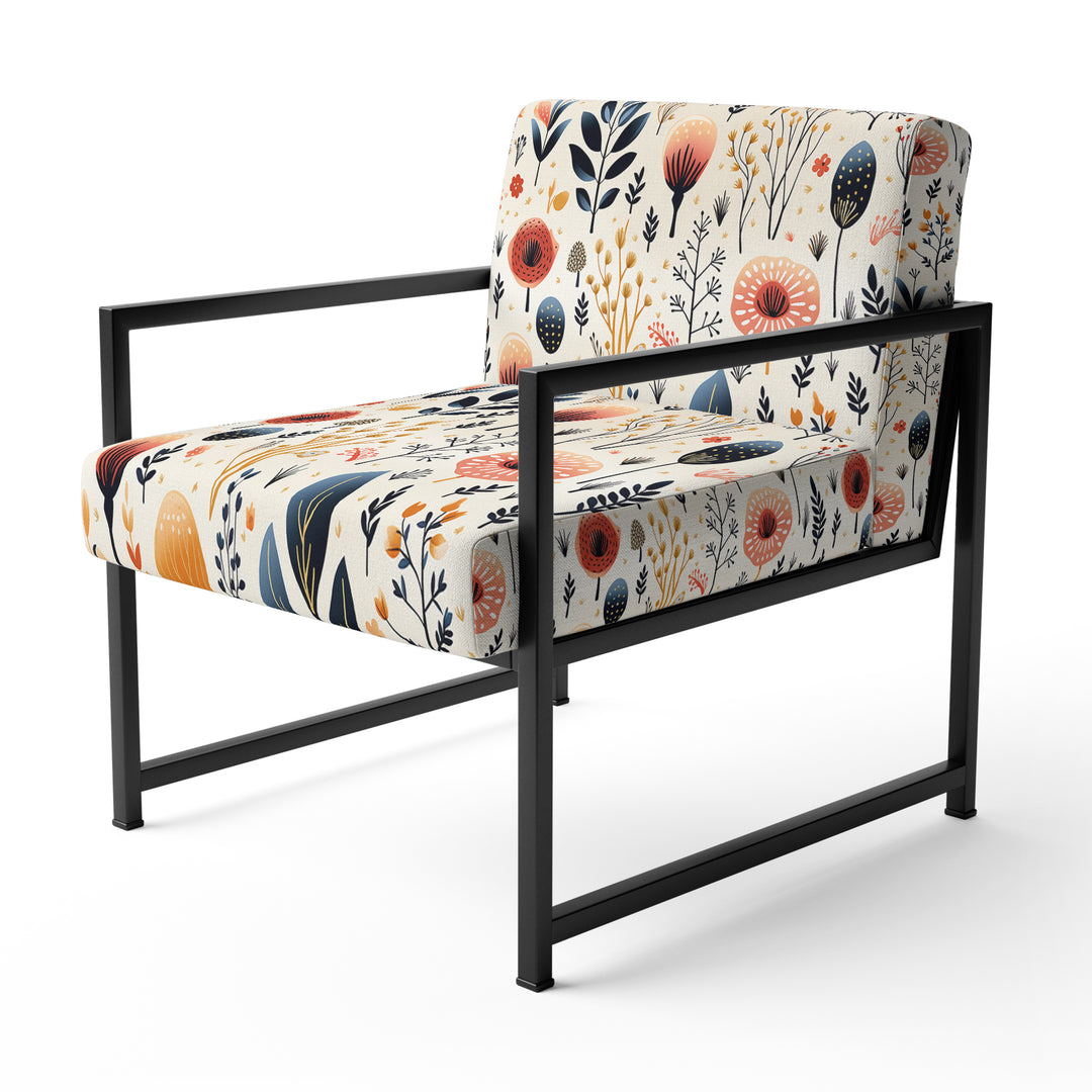 Love In The Wild Coral And Beige Flower - Bohemian Arm Chair