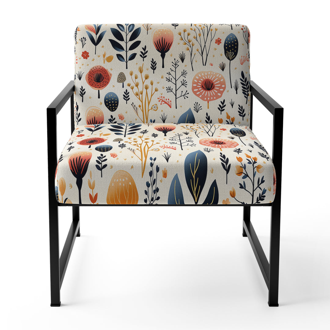 Love In The Wild Coral And Beige Flower - Bohemian Arm Chair
