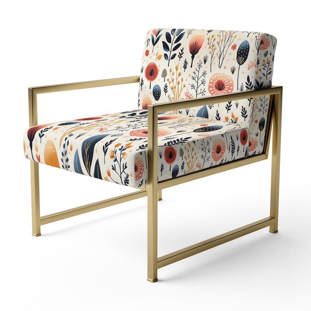 Love In The Wild Coral And Beige Flower - Bohemian Arm Chair