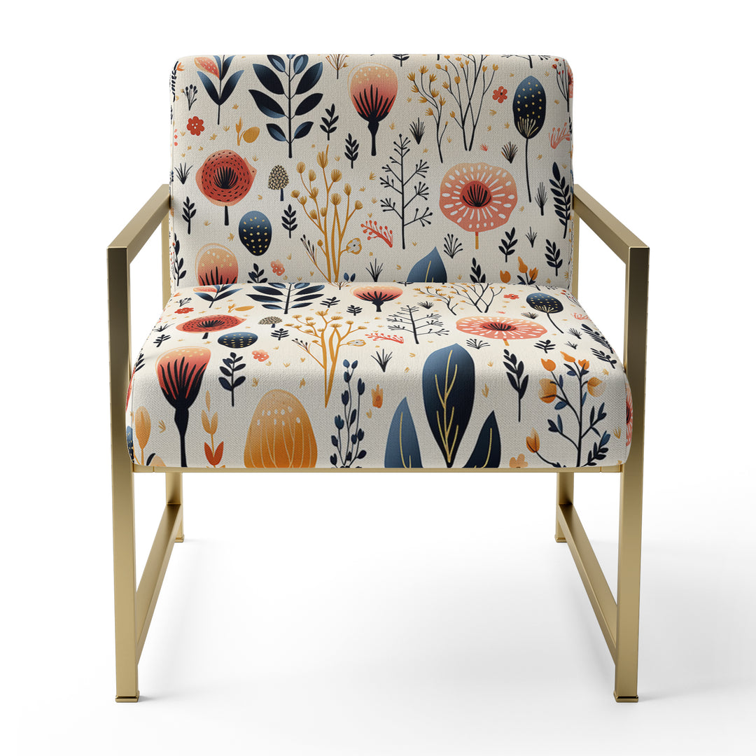 Love In The Wild Coral And Beige Flower - Bohemian Arm Chair