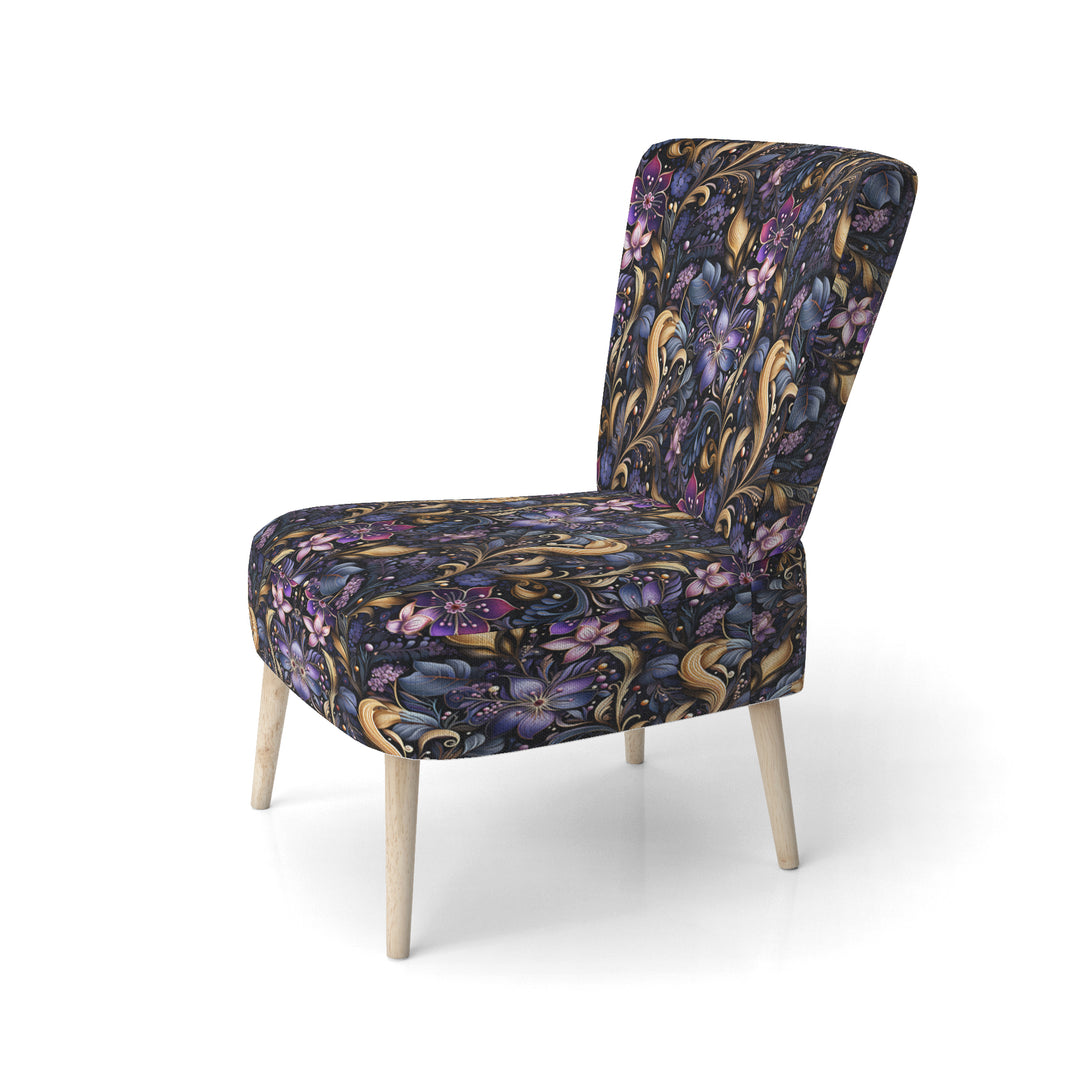 Romantic Blue And Purple Paisleys - Cottage Accent Side Chair