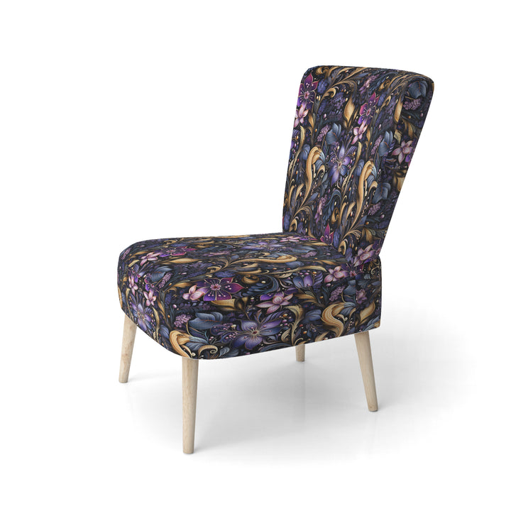 Romantic Blue And Purple Paisleys - Cottage Accent Side Chair