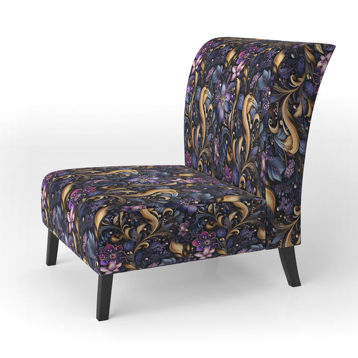 Romantic Blue And Purple Paisleys - Cottage Accent Side Chair