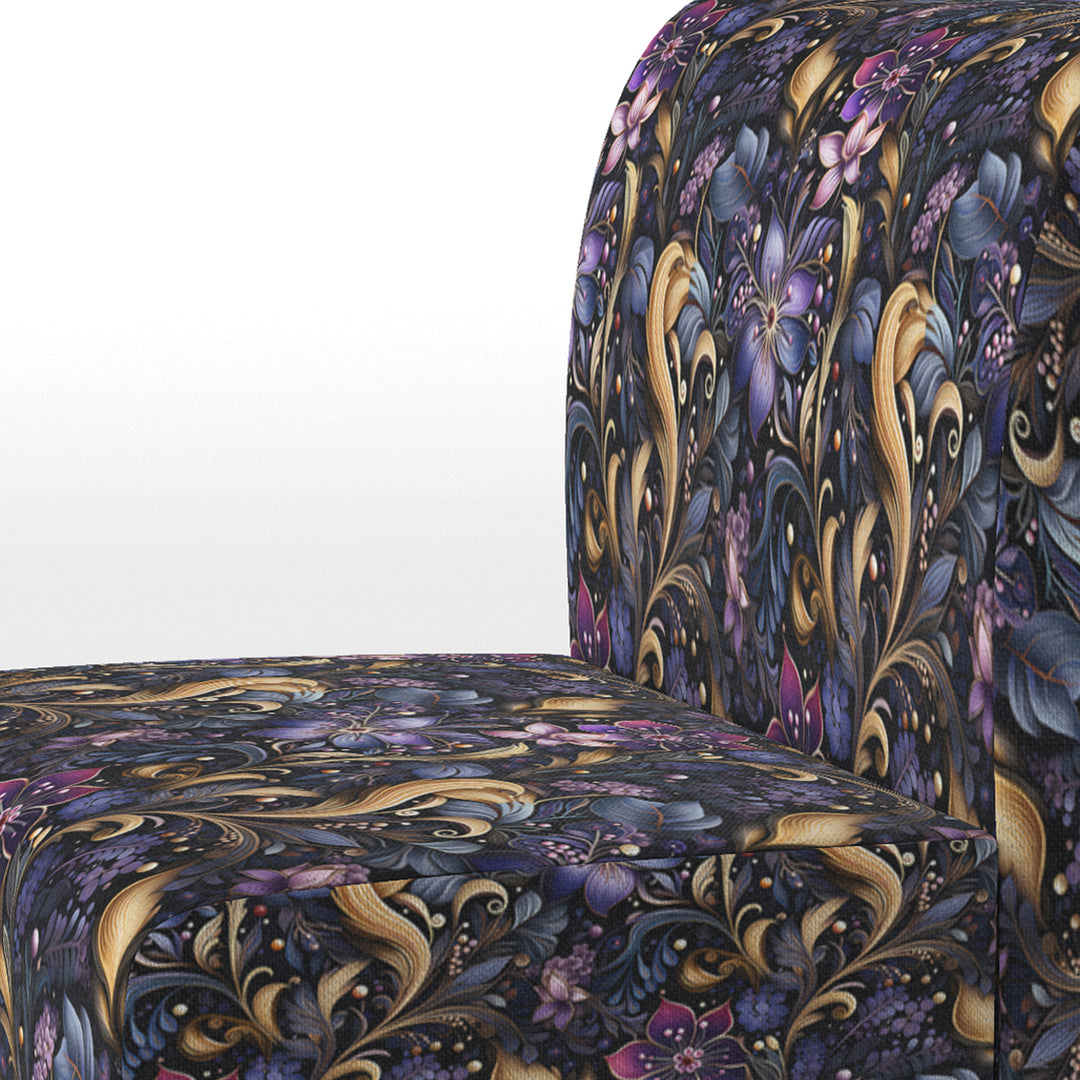 Romantic Blue And Purple Paisleys - Cottage Accent Side Chair