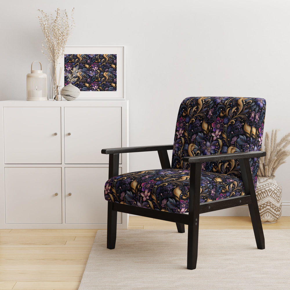 Romantic Blue And Purple Paisleys - Cottage Accent Side Chair