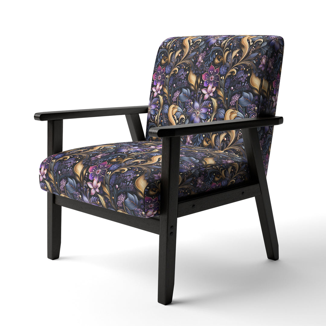 Romantic Blue And Purple Paisleys - Cottage Accent Side Chair