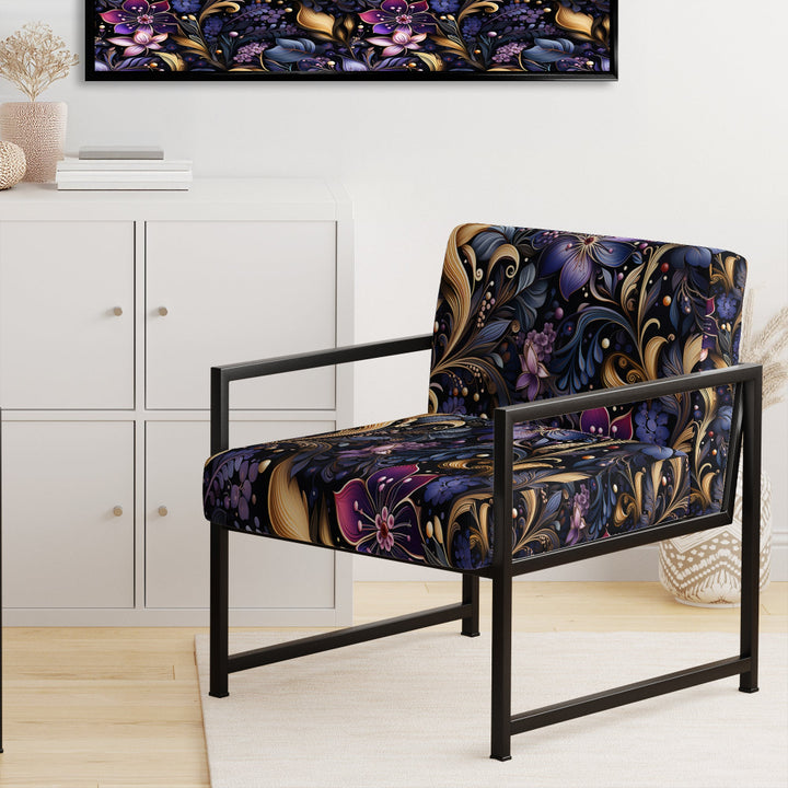 Romantic Blue And Purple Paisleys - Cottage Accent Side Chair