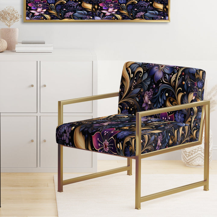 Romantic Blue And Purple Paisleys - Cottage Accent Side Chair