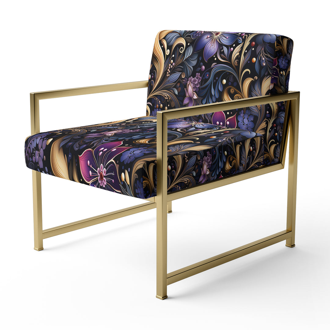 Romantic Blue And Purple Paisleys - Cottage Accent Side Chair