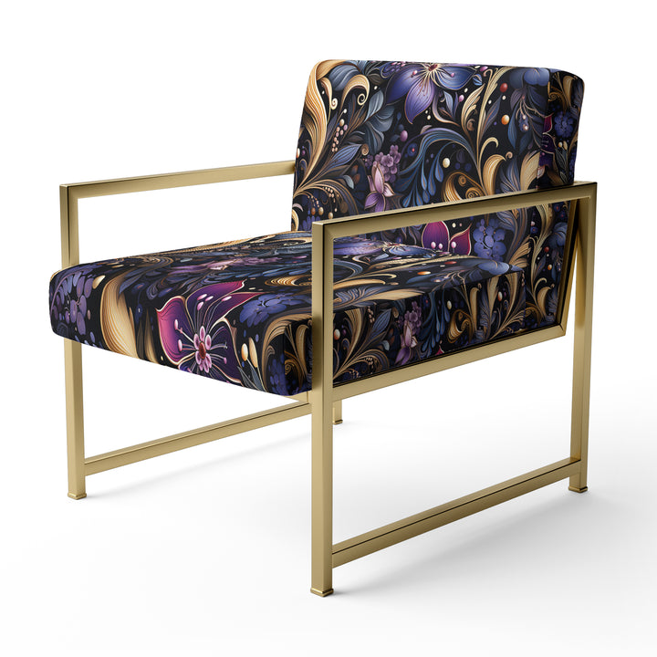 Romantic Blue And Purple Paisleys - Cottage Accent Side Chair