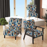 Blue And Orange Tribal Dreams- Upholstered Accent Chair