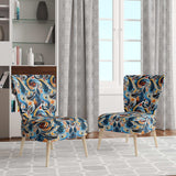 Blue And Orange Tribal Dreams- Upholstered Accent Chair