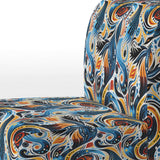 Blue And Orange Tribal Dreams- Upholstered Accent Chair