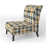 Black And Cream Plaid Sophistication- Upholstered Accent Chair