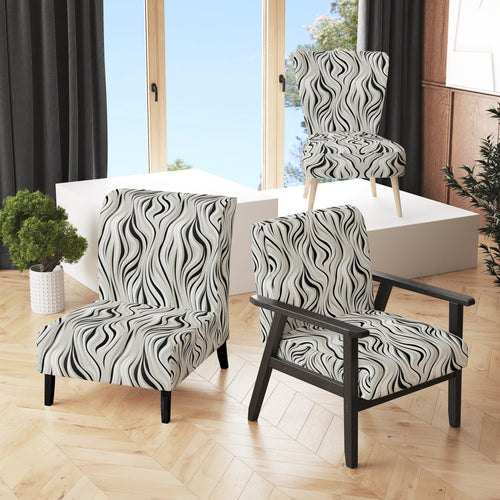 Black And White Zebra Monochromatic Elegance - Modern Accent Slipper Chair