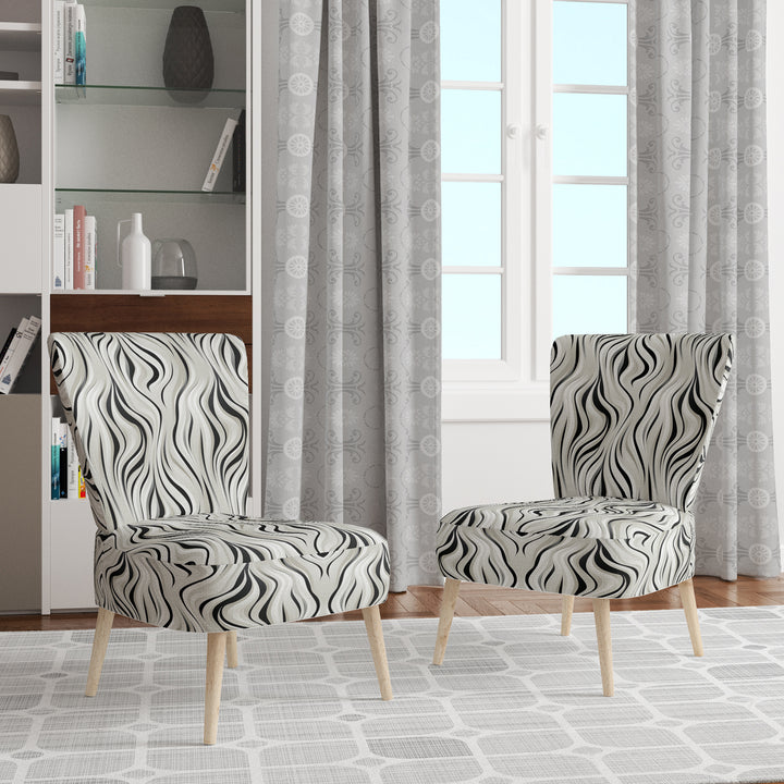Black And White Zebra Monochromatic Elegance - Modern Accent Slipper Chair