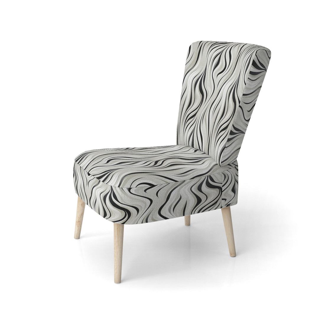 Black And White Zebra Monochromatic Elegance - Modern Accent Slipper Chair