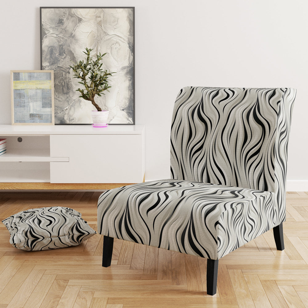 Black And White Zebra Monochromatic Elegance - Modern Accent Slipper Chair