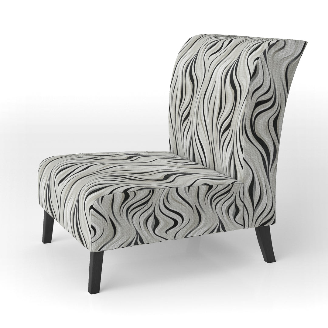 Black And White Zebra Monochromatic Elegance - Modern Accent Slipper Chair