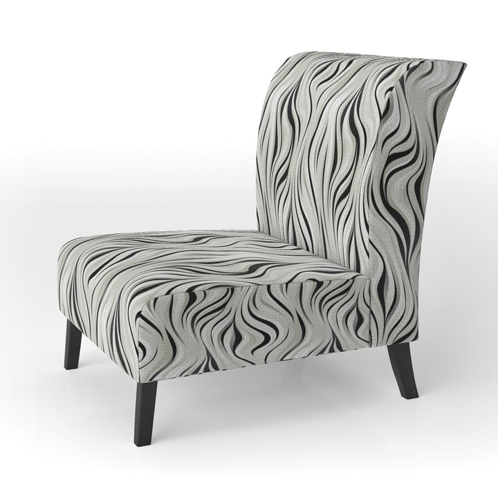 Black And White Zebra Monochromatic Elegance - Modern Accent Slipper Chair