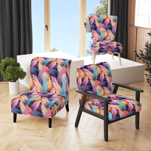 Pink And Beige Feathered Animal Elegance - Modern Arm Chair