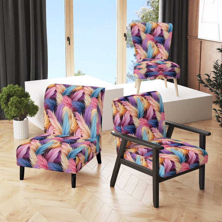 Pink And Beige Feathered Animal Elegance - Modern Arm Chair