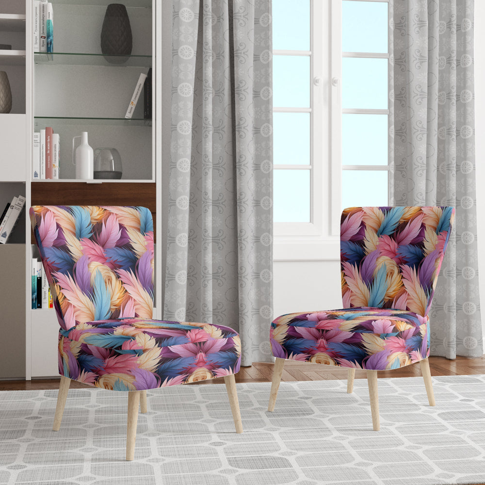 Pink And Beige Feathered Animal Elegance - Modern Arm Chair