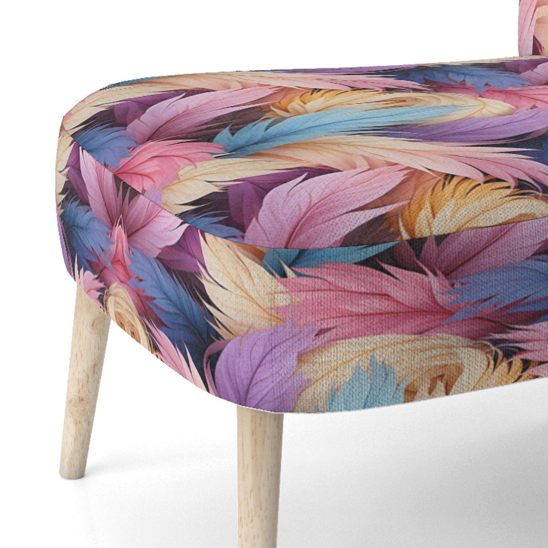 Pink And Beige Feathered Animal Elegance - Modern Arm Chair