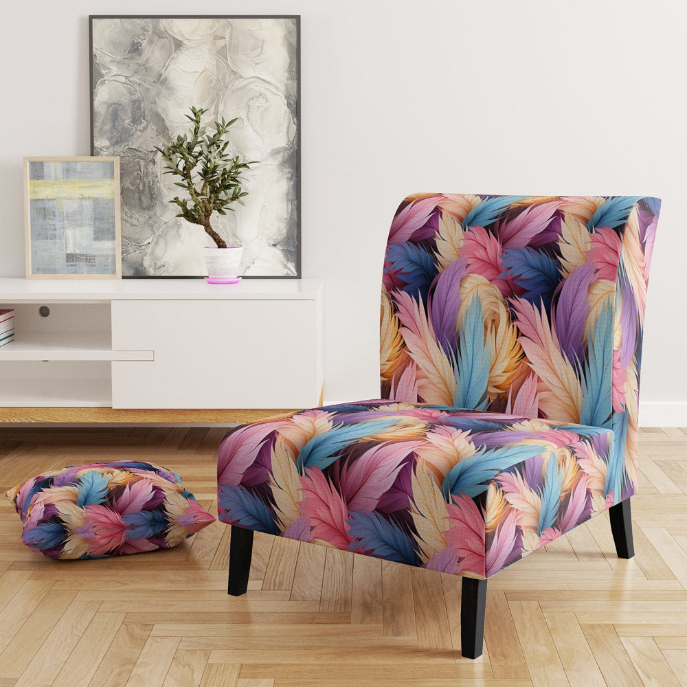 Pink And Beige Feathered Animal Elegance - Modern Arm Chair