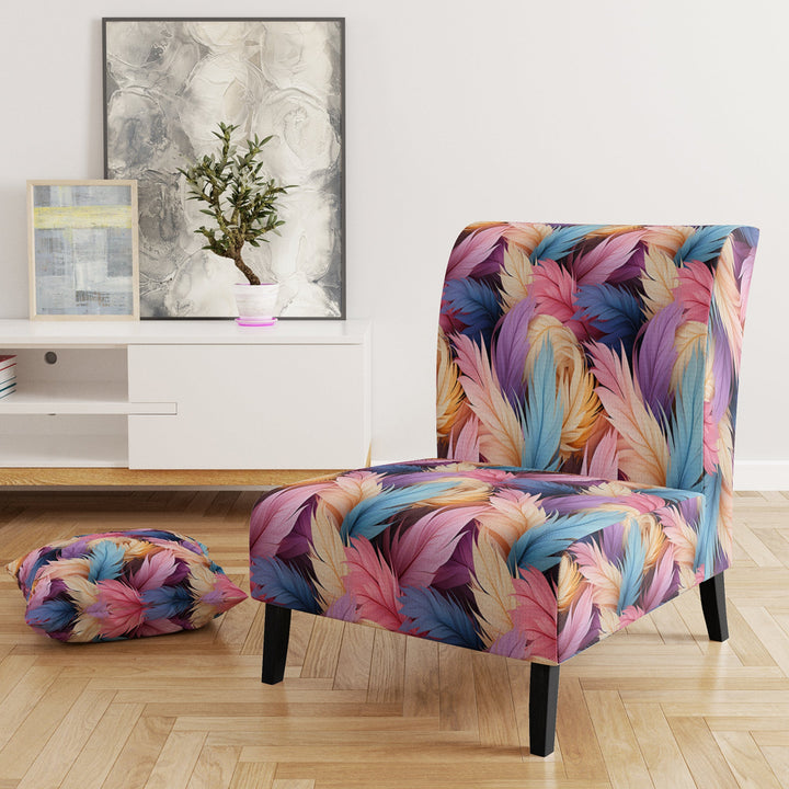 Pink And Beige Feathered Animal Elegance - Modern Arm Chair
