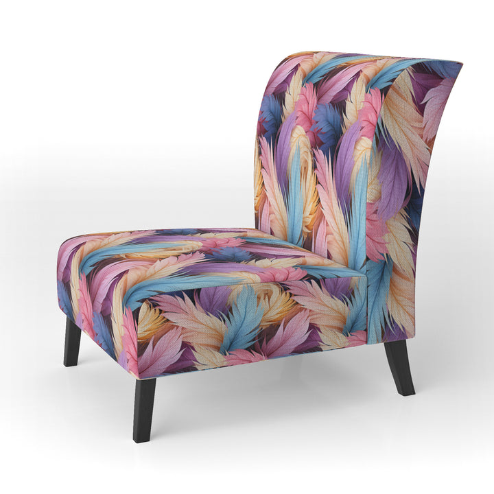Pink And Beige Feathered Animal Elegance - Modern Arm Chair