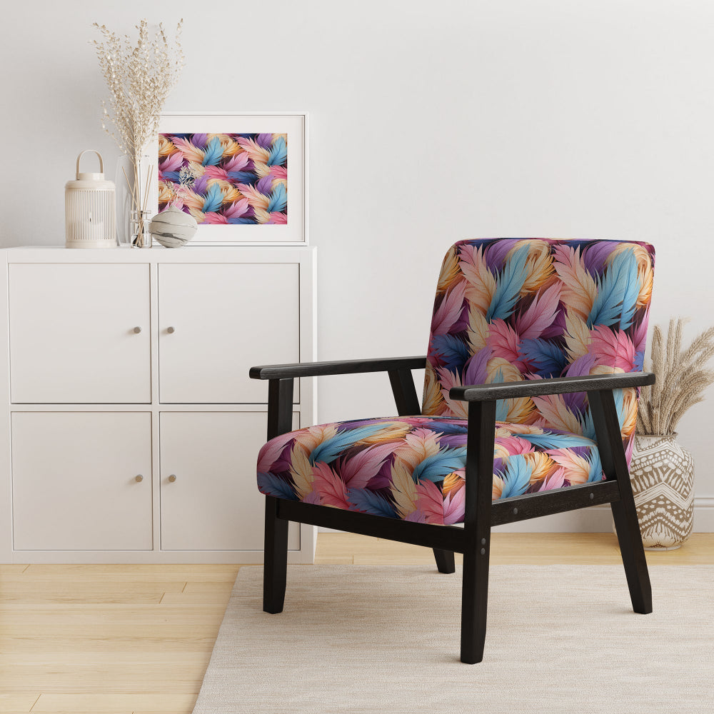 Pink And Beige Feathered Animal Elegance - Modern Arm Chair