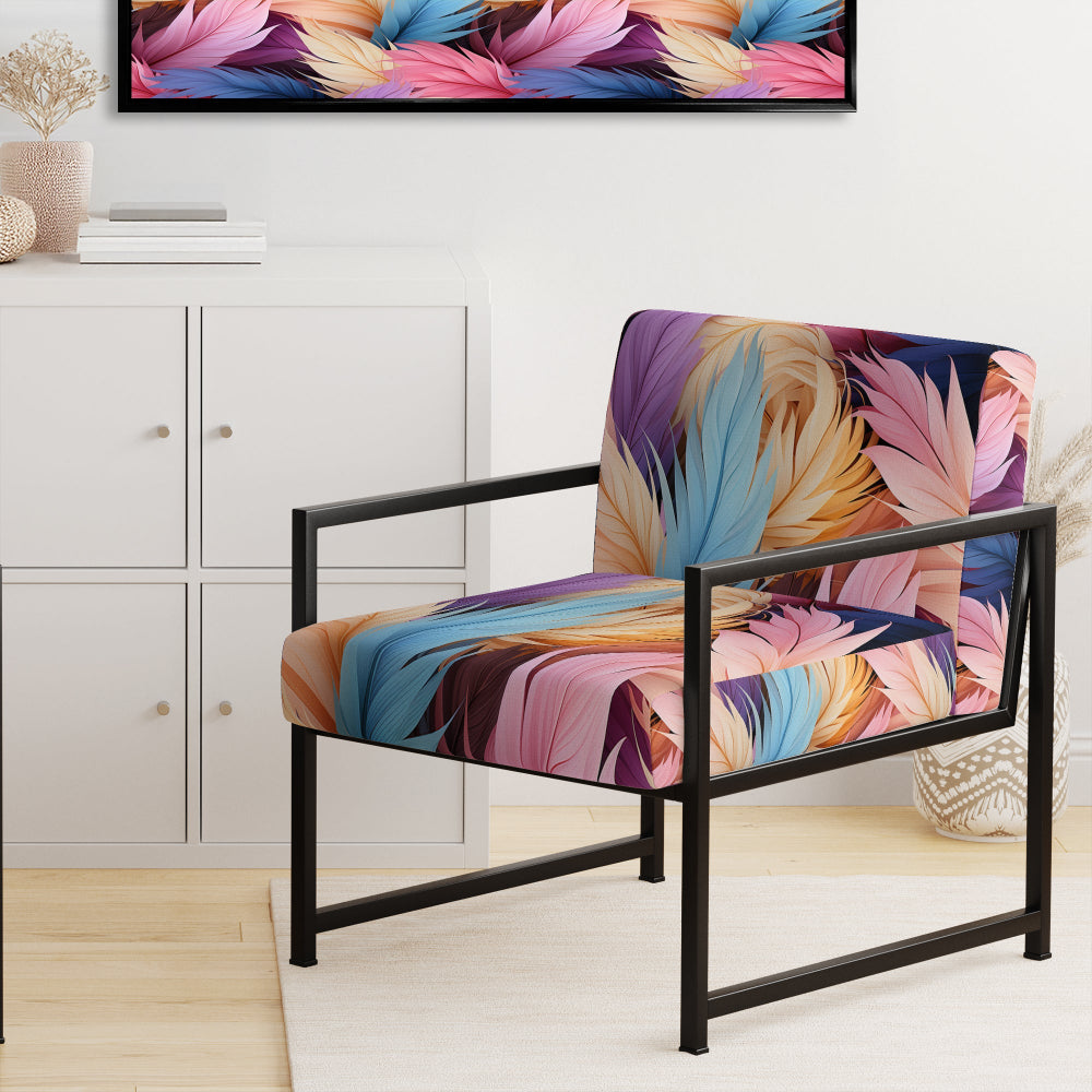 Pink And Beige Feathered Animal Elegance - Modern Arm Chair