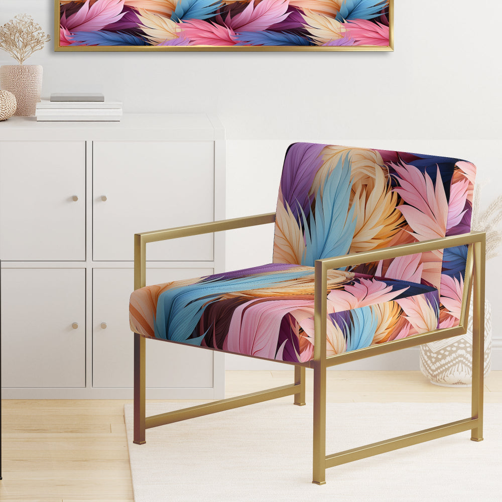 Pink And Beige Feathered Animal Elegance - Modern Arm Chair