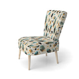 Beige And Blue Boho Chic Feathers Charms - Bohemian Accent Slipper Chair