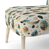 Beige And Blue Boho Chic Feathers Charms - Bohemian Accent Slipper Chair