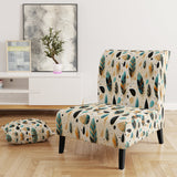Beige And Blue Boho Chic Feathers Charms - Bohemian Accent Slipper Chair