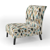 Beige And Blue Boho Chic Feathers Charms - Bohemian Accent Slipper Chair