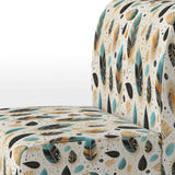 Beige And Blue Boho Chic Feathers Charms - Bohemian Accent Slipper Chair